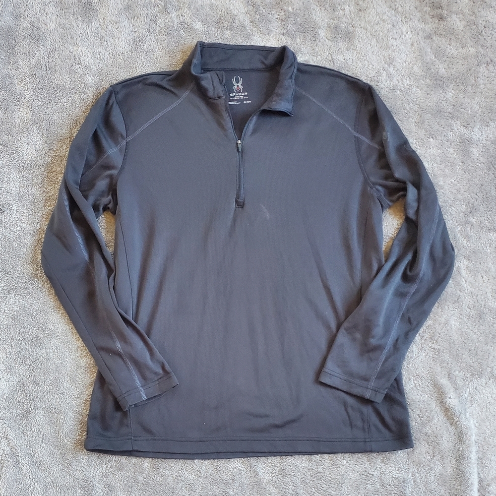 Spyder Shirt Men's X-Large Black 1/4 Zip Long Sleeve Performance Active Pullover